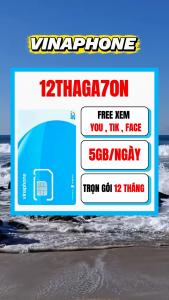 Sim 4G Vinaphone Tặng Data 5GB/Ngày Tốc Độ Cao THAGA70N 12THAGA70N Sẵn Gói 0Đ Miễn Phí 1 Tháng Miễn Phí Trọn Gói 12 Tháng | FREESHIP - CHƯA KÍCH HOẠT