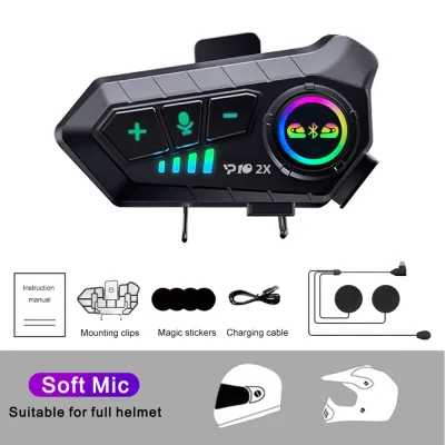 Y10 2x Motorcycle Intercom Bluetooth Headset Waterproof 300m for 2 Riders Intercomunicador for Moto Interphone Speaker Earphone
