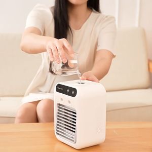 Portable Air Cooling Fan with Large Capacity Water Tank Air Cooler USB Rechargable Air Conditioning 2 Gear Speed Air Conditioner Fan Household Mini Humidifier for Home Office