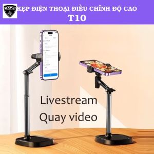 Giá đỡ điện thoại để bàn T10 - hỗ trợ quay 360° tùy chỉnh cao độ góc quay Hợp kim nhôm chắc chắn