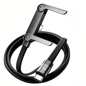 High-Power Braided Type-C Charging Cable Foldable Stand Design Universal Fast Charging Cord for iPhone iPad Xiaomi Honor