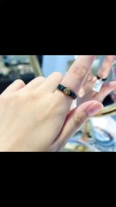 nhẫn ngọc cẩm thạch tự nhiên vip bọc vàng tây dáng sen nhẫn đá phong thuỷ trang sức thiết kế đủ hoá đơn thẻ bảo hành
