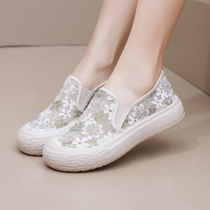 IELGY 2025 Hollow Breathable Mesh Shoes Womens Casual Shoes Lazy Thick-soled One-Foot Pedal Students