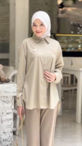 Elea Shirt by Mdly Baju Atasan Wanita Kemeja Lengan Panjang Muslimah