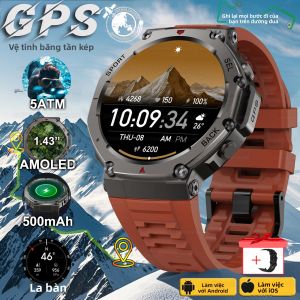 Đồng Hồ Thông Minh GPS Băng Tần Kép Tích Hợp T-Rex 3 Dành Cho Nam 5ATM IP69K Màn Hình AMOLED HD Chống Nước La Bàn Máy Đo Độ Cao Máy Đo Độ Cao Khí Quyển Theo Dõi Thể Thao