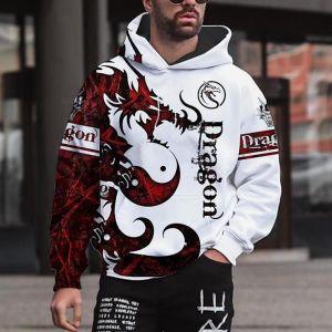 Autumn fashion mens European and American animal print micro elastic comfortable hooded sweatshirt outdoor urban high street cl