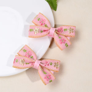 2 Chiếc Thêu Hoa Kẹp Tóc Bộ Cho Bé Gái Màu Hồng Đáng Yêu Nơ Kẹp Tóc Full Lót Phụ Kiện Tóc Cho Bé Kẹp Tóc Thời Trang Trẻ Em