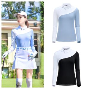 Spring Golf Clothes Women Shirt Long Sleeved Tennis T-shirt Polo Top Quick Drying Sportswear Elastic Slim Fit Team Clothing