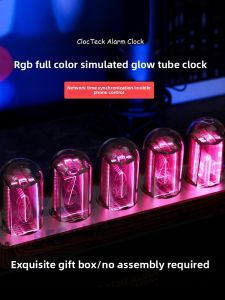 Creative Glowing Tube Clock Wooden Desktop Electronic Timer Digital Night Light No Installation Required Nordic Style Alarm Clock