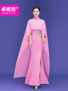 ZHUONILA | High-end Custom Show Dress QiPao Long Style Fish-tail Large Size Slim-fit