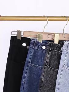 ＜1220＞  Quần Jean Nữ Ống Rộng Dày 2024 Quần Dài Ống Đứng Giữ Ấm Dáng Suông Rộng Cạp Cao Mùa Đông Quần Lót Nhung