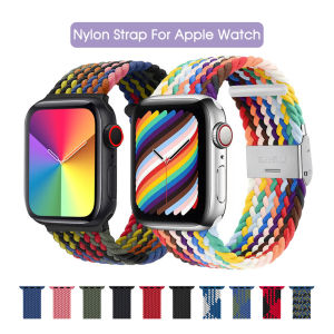 สายผ้าไนลอนสายถักเดี่ยวแบบปรับได้สำหรับแอปเปิ้ลสายนาฬิกาข้อมือระหว่าง 41-45 มม. 44-40 มม. 38-42 มม. และ 42 มม. สำหรับสายนาฬิกาอัจฉริยะ IWatch ซีรีส์