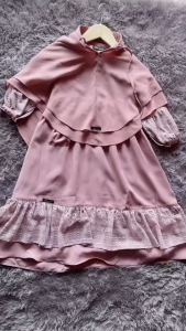 Terbaru Ethica Gamis Anak Kagumi Kids 126 Monalisa Peach Blossom Kerut Pita & Layer Cantik Elfa 265