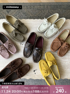 รองเท้า Loafers หนังแท้แบบสวมสบาย ส้นแบน ทรงหัวมน หัวเข็มขัด สวมใส่สบาย รองเท้าแฟชั่นสำหรับผู้หญิง สวมใส่สบาย ฤดูร้อน 2025