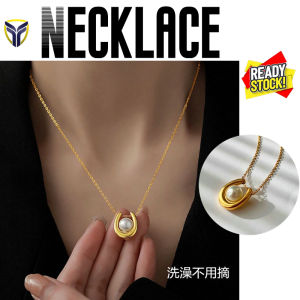 Franco Fashion Women's Titanium Steel & Color Retaining U Shaped Pendant Beads: A French Romantic Pearl Boudoir Necklace