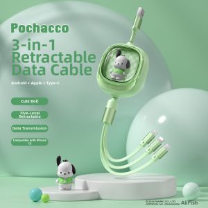 Cute Charmable Kawaii Pachat Dog Data Cable Bracelet Beads Charging Line Compatible with 13 14 pro Max Charger Line for Mobile Phone