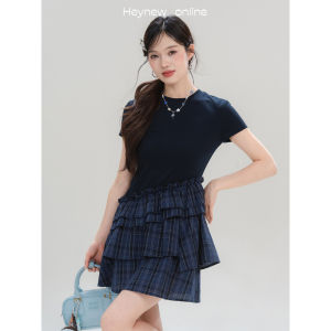 loveheynew | Đầm Maxi Dây Kéo Họa Tiết Caro Xanh Thời Trang Dáng Eo Irregular Hem