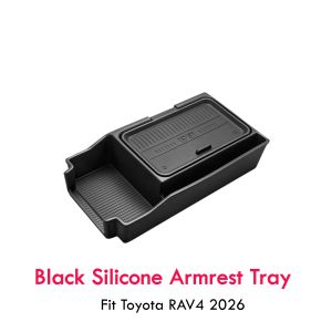 PUOU | Fit Toyota RAV4 2026 Armrest Organizer Tray Silicone Dual-Layer Center Console Storage Box RAV 4 Insert With Hidden Box
