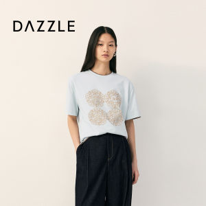 Dazzle | Cotton Loose Fit Clock Pattern Embroidery T-Shirt