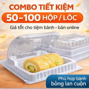 Hộp Nhựa Đựng Bánh Bông Lan Cuộn BL22 Hộp Đựng Bánh Chữ Nhật Combo 50-100 Hộp An Toàn Thực Phẩm