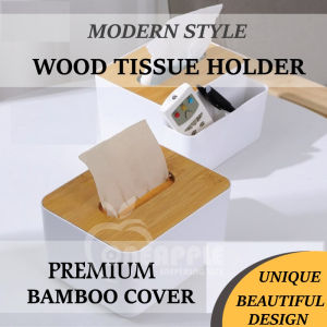 Unique Fashionable Nordic Tissue Box Wood Home Tissue Paper Dispenser White Bamboo Cover Kotak Tisu Berpenutup Kayu