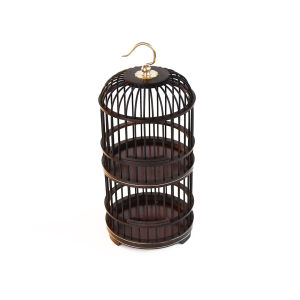 Double Layered Handwoven Purple Light Mahogany Wood Cage with Copper Hooks Insect Reptile Feeding Box Real Wood Bugs Cage