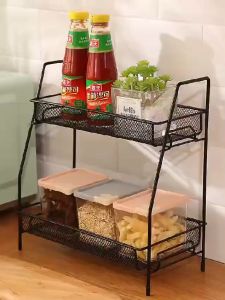 Rak Bumbu Dapur 2 Susun Besi Kokoh Anti Karat Tempat Kosmetik Tanaman Hias Serbaguna Estetik Rak Keranjang Kosmetik Rak Serbaguna Rak Murah Ekonomis Premium