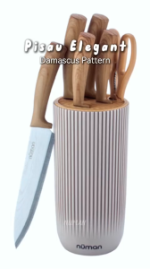NEW LAUNCH - NUMAN KNIVES 7S SET DAMASCUS | SET PISAU ISI 7 BUAH DENGAN TEMPAT PISAU