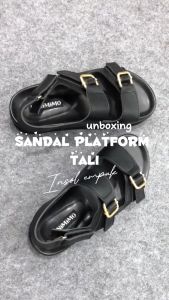 MiNiMiMO By Anes - Sandal Wanita Platform Full Hitam | Sofia Series