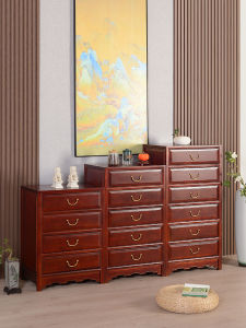 Solid Wood Chest of Drawers Old Elm Drawer Storage Cabinet Chinese Furniture Living Room Locker Retro Sideboard Cabinet Low Cabinet