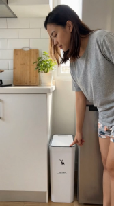 Trash Bin 10L/15L with Lid - Odor Proof Pet Proof Garbage Can for Kitchen Bathroom Home Office Nordic style【Ready Stock】