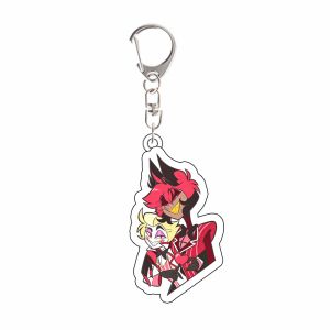 Bandai | for Popular Anime Hazbin Hotel Alastor Lucifer Halloween Series Peripheral Acrylic Keychain Backpack Pendant Fans Festival Gift