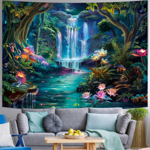 VIKAMA Xứ Sở Thần Tiên Giả Tưởng Tấm Thảm Galaxy Thác Nước Nấm Hoa Nghệ Thuật Treo Tường Cho Phòng Ngủ Phòng Khách Ký Túc Xá Trang Trí 100% Polyester