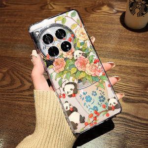 Watercolor Camellia Panda Design Silicone Phone Case for OnePlus 15/13 Ace5 Supreme 12 Racing Edition pro Womens New Model Transparent Soft Shell Mothers Use 11 National Style 3 Men 9 RT Protective Cover