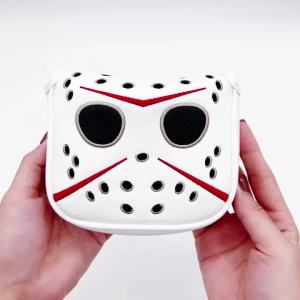 Putter Covers Hockey Goalie Mask Golf Putter Cover Mallet Putter Headcover Golf Club Cover PU Leather Mallet Putter Cover with