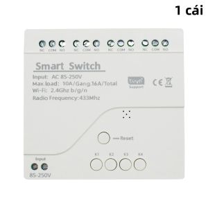 Mô-đun Rơ-le Thông Minh Tuya 4 Kênh Có Vỏ Công Tắc Tự Động Hóa Nhà Thông Minh Không Dây Wifi Tiếp Điểm Khô RF433 Tương Thích Với Alexa