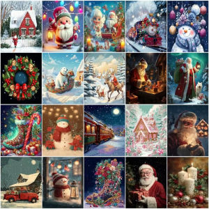 Oil Painting By Numbers Xmas Snow Scene DIY Number Drawing Canvas Pictures By Numbers Home Decor Large Size