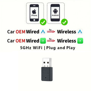 EKIY 2in1 Wireless CarPlay Adapter Wireless Android Auto Dongle AI Smart Box Car Intelligent Systems For Car With Wired CarPlay