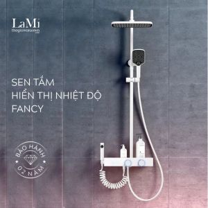 Sen Tắm Hiển Thị Nhiệt Độ FANCY Đồng thau nguyên khối Tay sen nhựa ABS chịu nhiệt nóng lạnh va chạm cao và chống trầy xước LaMi