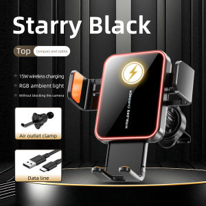 Dual power wireless car charger with automatic clip and bracket for releasing water environment light effect