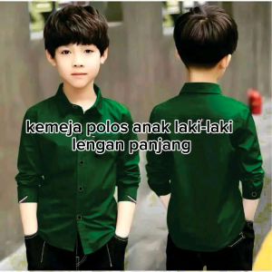 Kemeja polos anak laki-laki lengan panjang