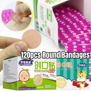 100/120pcs Mini Round Bandages Adhesive Bandage Skin Color with Non-Stick Pad PE Breathable Patch