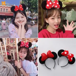 【Hot Sale】Cute Plush Headdress Toy Mickey Minnie Mouse Headwear Ears Girls Hair Bands Kid Gift
