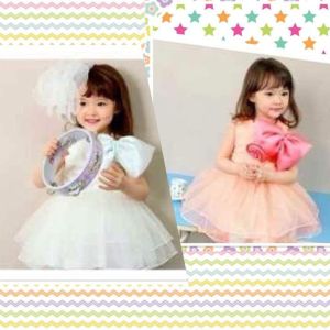 Dress Kutung Anak Perempuan Big Ribbon Toca Import KD376