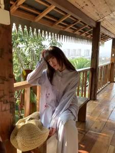 Embroidered Stripe Polo Shirt Skirt Suit Loose Fitting Slimming