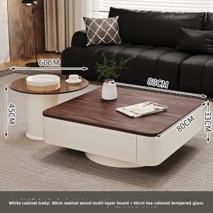HSMJ | Retro Style Walnut-colored Solid Wood Square Coffee Table