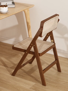 Rattan Chair household Foldable Dining Chair Balcony Chair Leisure Chair Nordic Natural Wood Style