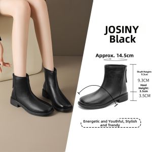 Josiny | Autumn Fashion Slender Short Boots for Dresses Black