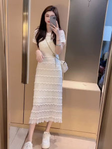 Elegant Lace Short Sleeve Dress Womens Summer New Arrival French Style Special-Interest Design Pear-Shaped Figure Slimming Dress