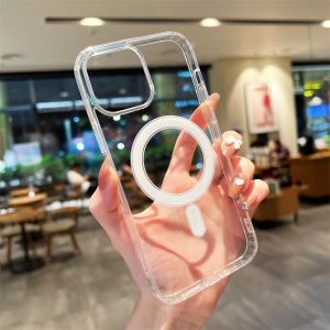 Ốp Điện Thoại Acrylic Trong Suốt Từ Tính Dành Cho iPhone 17/16/15/14/13/12/11 Pro XS Max XR Tương Thích Với Nhiều Mẫu Hỗ Trợ Magsafe